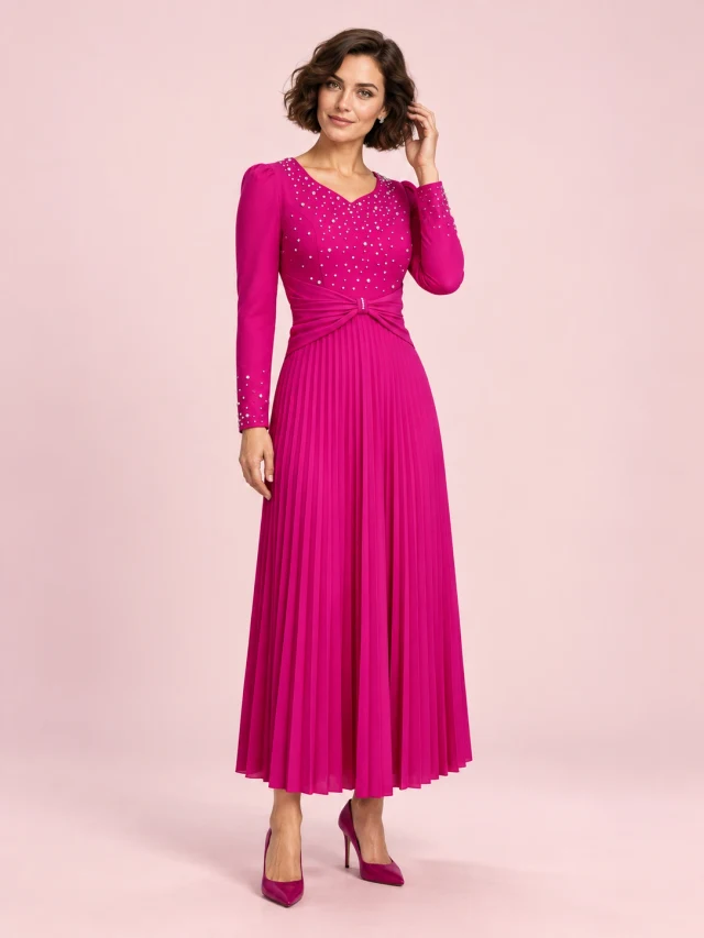 New V neck Party High Waist Slim Fit Dress Rose Red - Shop at LoveMi