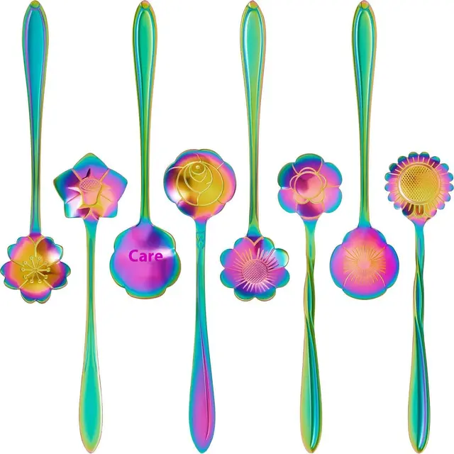 Stainless Steel Flower Japanese Coffee Dessert Rose Spoon Color - Shop at LoveMi