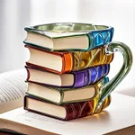 Painted Book Coffee Cup Unique Book Stacking Coffee Cup - Type B