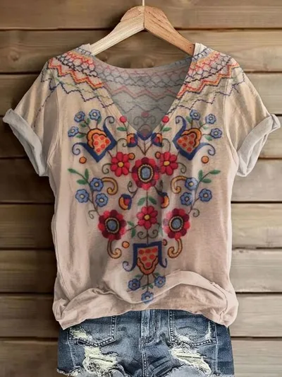 Women's Fashion Printed Short sleeved T shirt Color4 - Shop at LoveMi