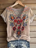Women's Fashion Printed Short-sleeved T-shirt - Color4