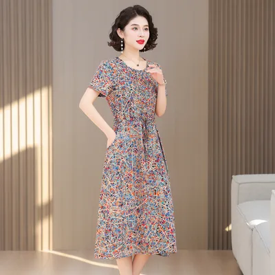 Fashion Cotton Silk Elegant Floral Small Slim Dress No9 Color - Shop at LoveMi