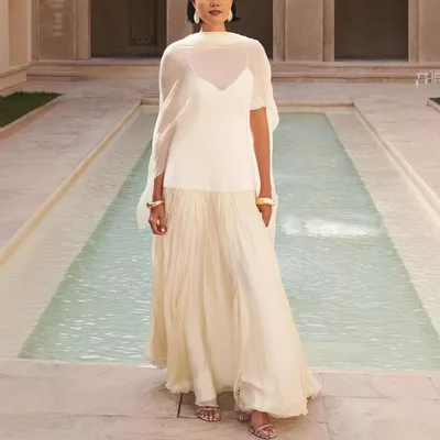 Scarf Elegant Vacation Style Suspender Dress Apricot - Shop at LoveMi