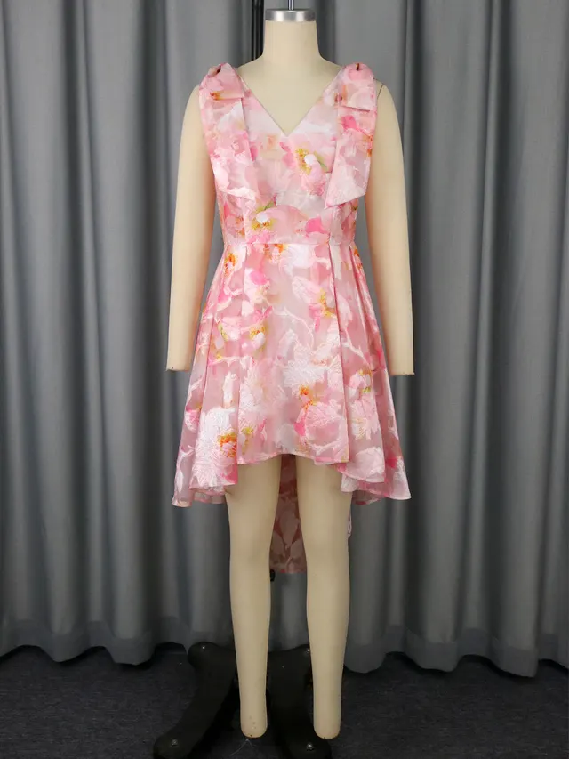 V neck Skirt A Hem Dovetail Evening Gown Pink - Shop at LoveMi