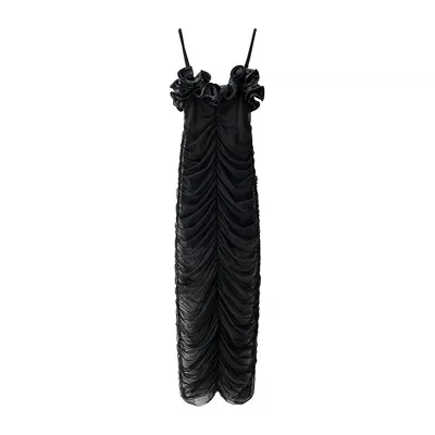 Summer Tube Top Pleated Black High Waist Stretch Dress Black - Shop at LoveMi