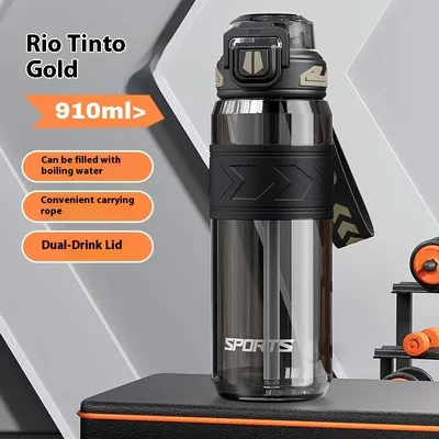 Large Capacity Outdoor Sports Fitness Portable Water Cup Black Gold - Shop at LoveMi