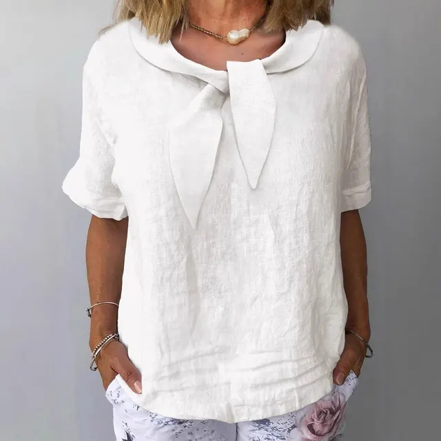Women's Cotton And Linen Solid Color Outerwear Top White - Shop at LoveMi