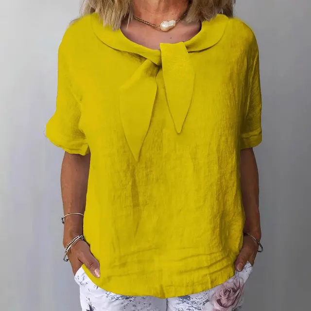 Women's Cotton And Linen Solid Color Outerwear Top Yellow - Shop at LoveMi