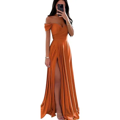Banquet Temperament Concert Solo Bridesmaid Dress Orange Red - Shop at LoveMi