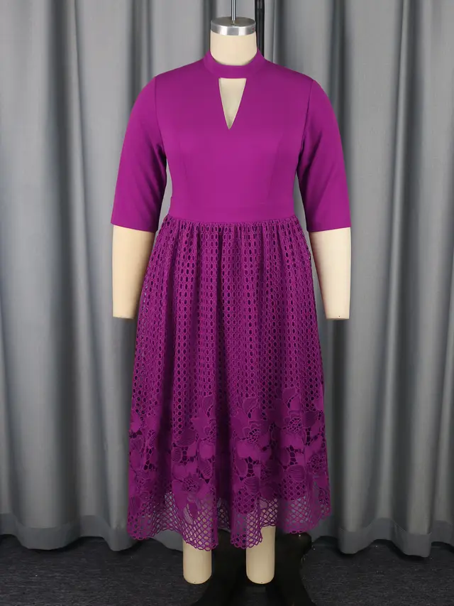 A Elegant Half length Sleeve Dress Purplish Red - Shop at LoveMi