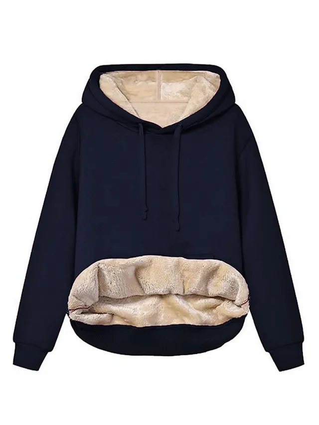 Fashion Women Warm With Velvet Hoodie Coat Sapphire Blue - Shop at LoveMi