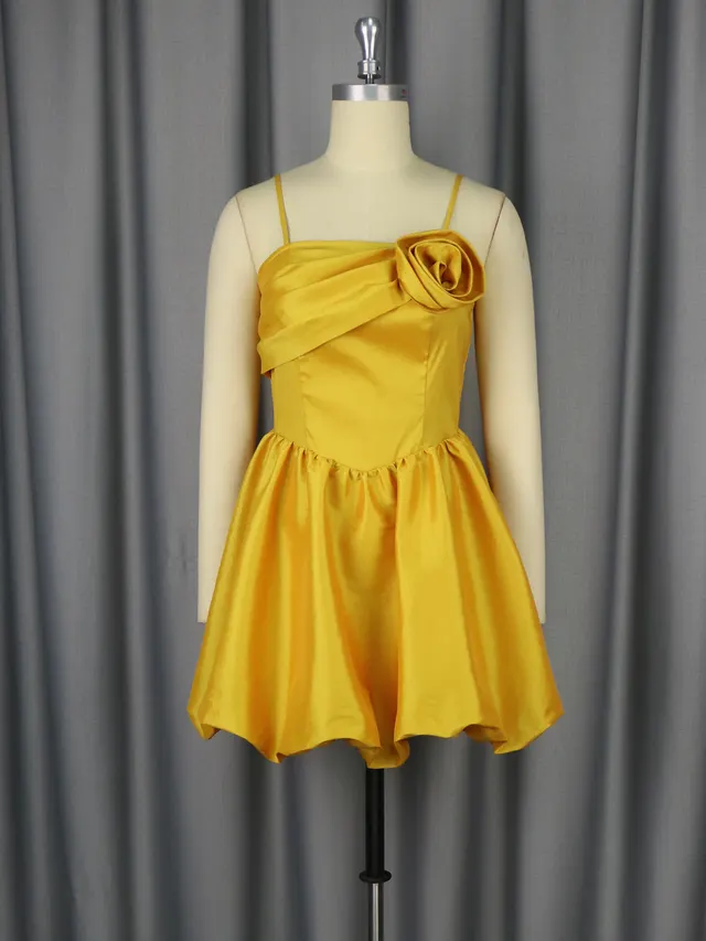 European And American High grade Sling Three dimensional Flower Jumpsuit Skirt Gold - Shop at LoveMi