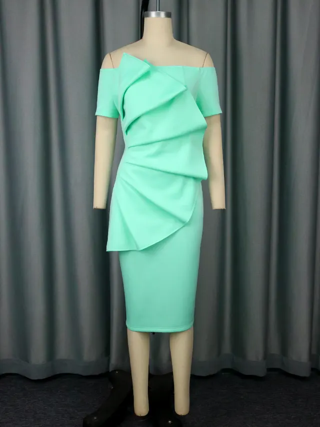Personalized Pleated Ruffled Strapless Sexy Dress Light Green - Shop at LoveMi