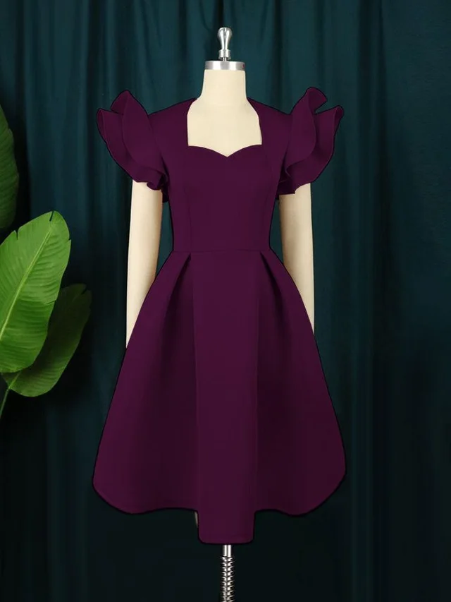 Large Swing High Waist Slimming A Line Skirt Purple - Shop at LoveMi