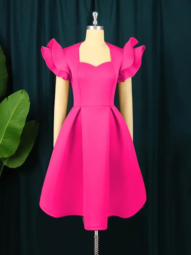 Large Swing High Waist Slimming A Line Skirt Rose Red - Shop at LoveMi