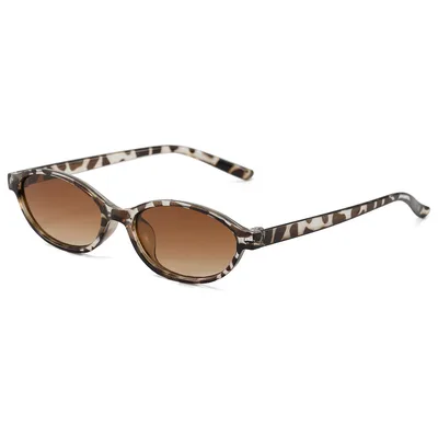 Women's Oval Sunglasses With Small White Leopard Print Frame - Shop at LoveMi
