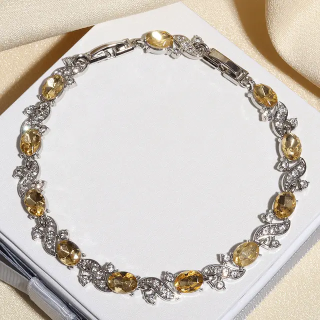Rainbow Color Cross shaped Jewelry Zircon Bracelet Yellow - Shop at LoveMi