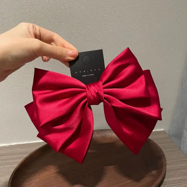 Women's Solid Color Drape Satin Bow Barrettes Wine Red - Shop at LoveMi