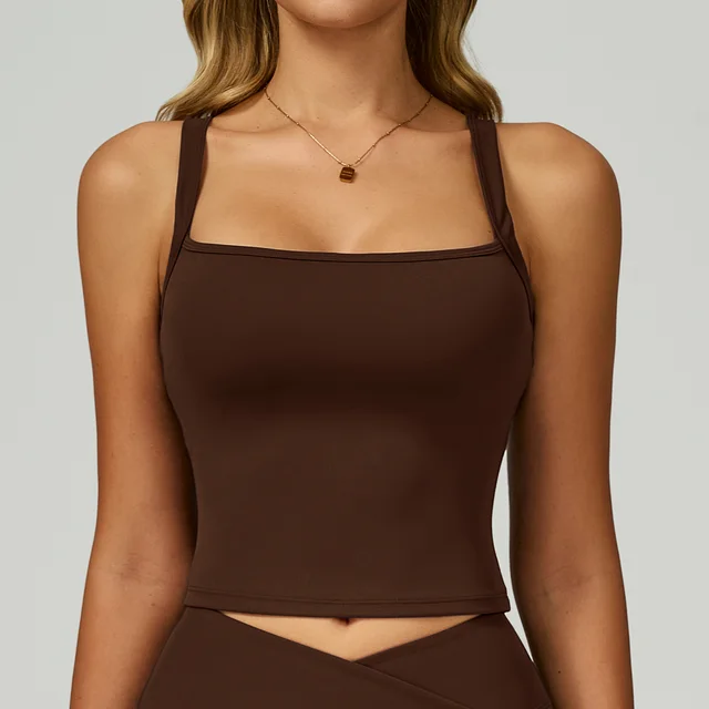 Beauty Back Yoga Running Quick drying Sports Vest Brown - Shop at LoveMi