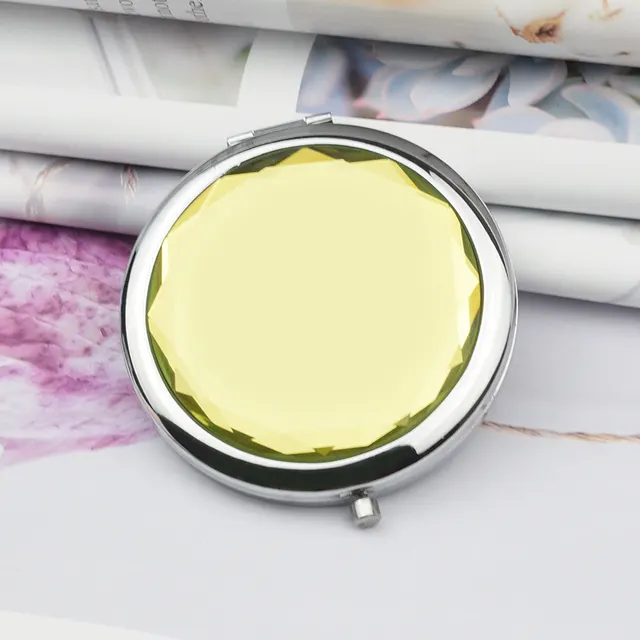 Folding Mirror Double sided Portable Small Mirror Yellow - Shop at LoveMi