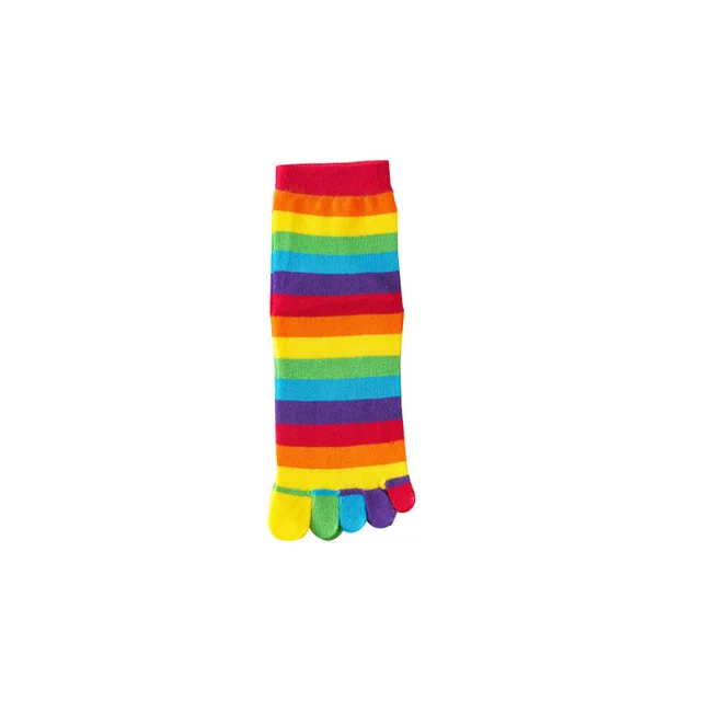 Women's Versatile Rainbow Striped Five Finger Socks Medium Style - Shop at LoveMi