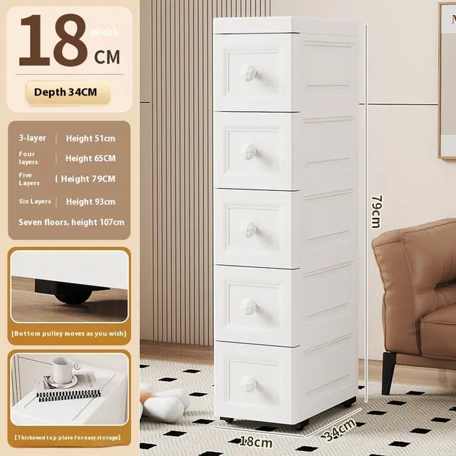 Plastic Multi layer Drawer Storage Cabinet 18Cm Wide European White - Shop at LoveMi