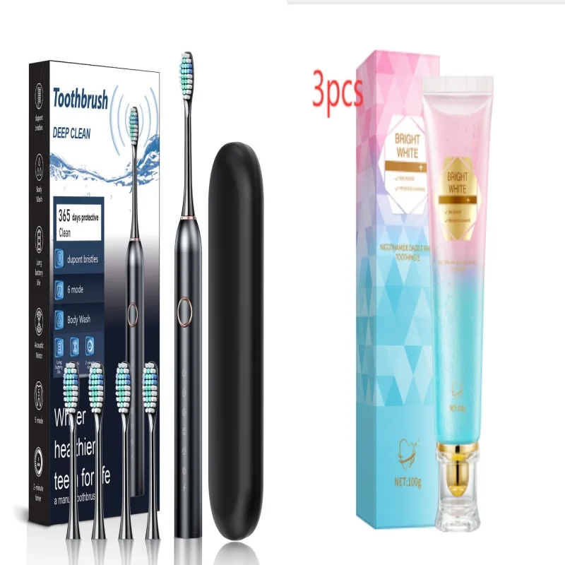 Electric Toothbrush Household 6-speed Soft Bristle Sound Wave - Set