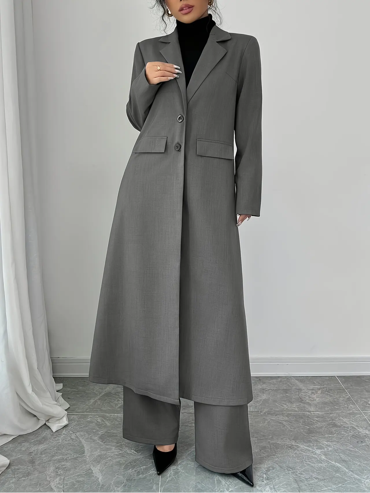 Suit Pants Elegant Graceful Two-piece Set - Grey