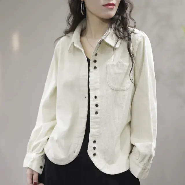 Long Sleeve Loose Leisure Slimming Coat Top White - Shop at LoveMi