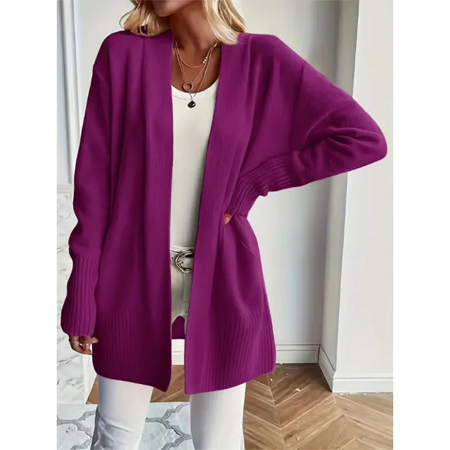 Casual Simple Elegant Shawl Sweater With Pockets Purple - Shop at LoveMi