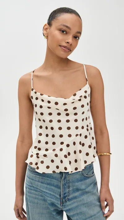 Women's Polka Dot Thin Shoulder Camisole Apricot - Shop at LoveMi