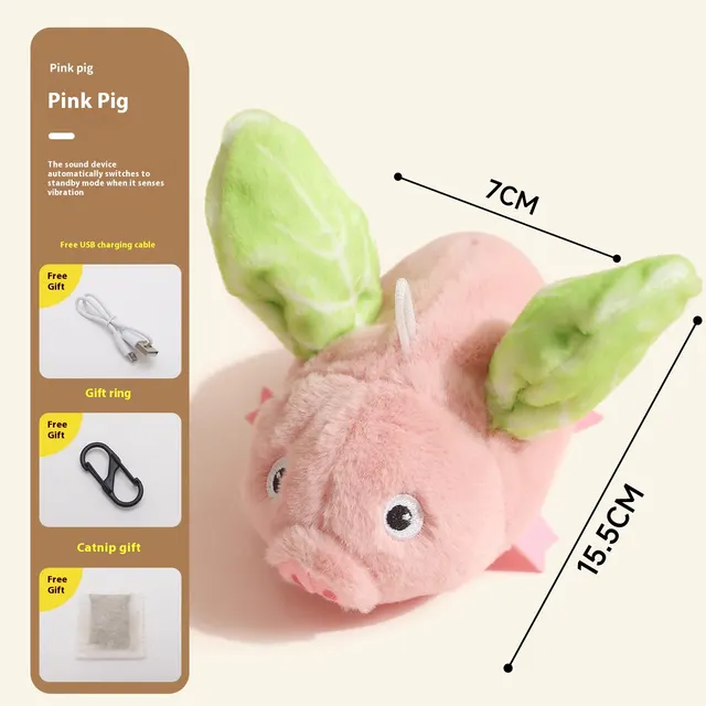 Electric Pig Simulation Cat Toy Sound Self Hi Relieving Boredom Pig Liye Pink Green - Shop at LoveMi