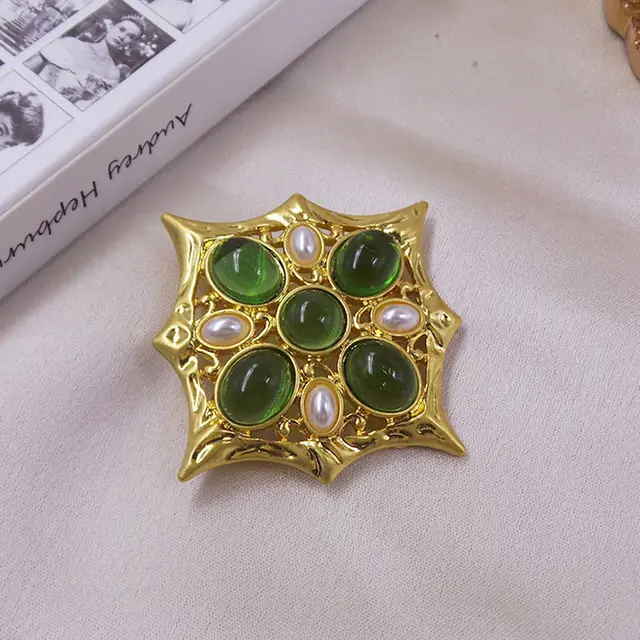 Classic Medieval Baroque Cross Crystal Brooch Vintage Style 2 - Shop at LoveMi