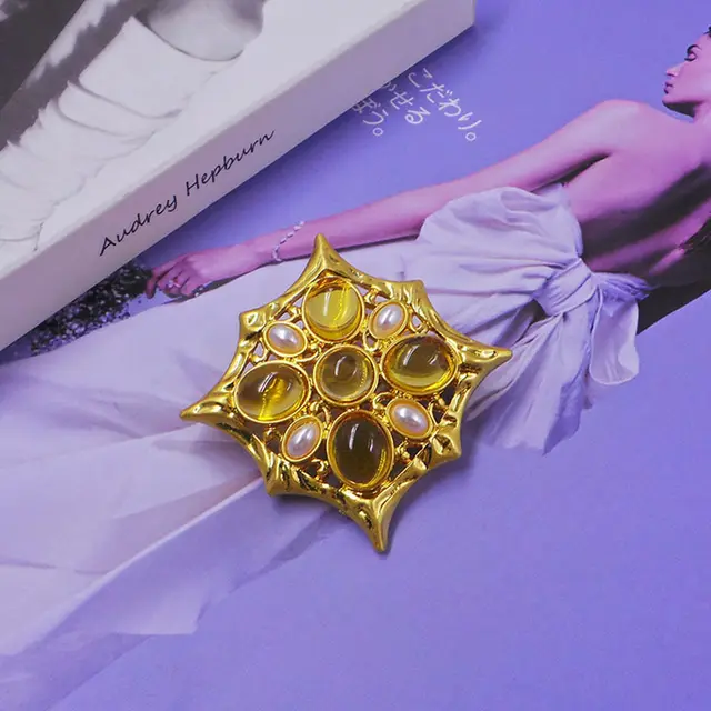 Classic Medieval Baroque Cross Crystal Brooch Vintage Style 3 - Shop at LoveMi