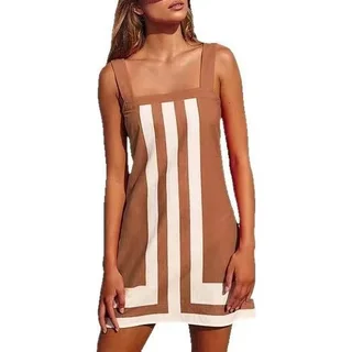 Casual And Comfortable Suspender Skirt Vacation Style - Brown Strap Short - View 1