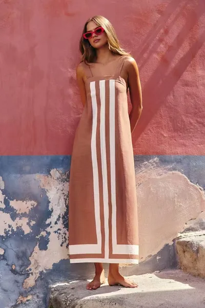 Casual And Comfortable Suspender Skirt Vacation Style Brown - Shop at LoveMi