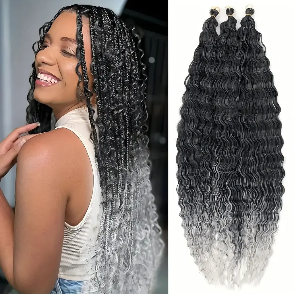 African Chemical Fibre Crochet Long Curly Wig - Tgrey