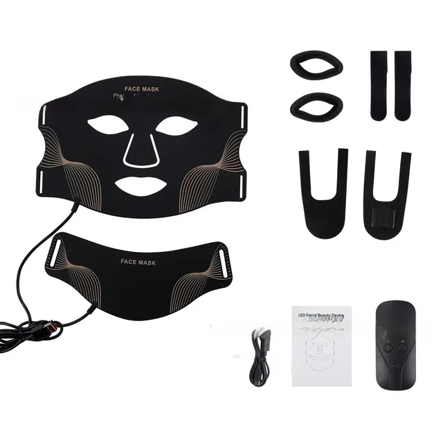 Silicone Facial Mask Rechargeable LED Photon Rejuvenation Black - Shop at LoveMi