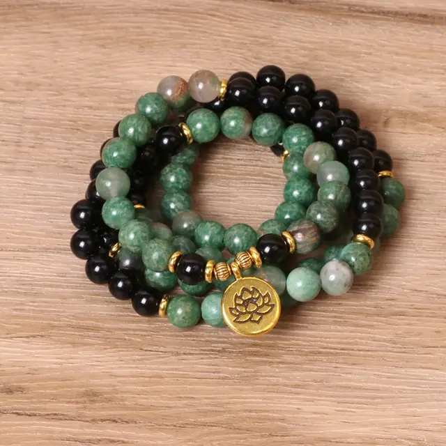 Fashion Personality Elastic Beaded Long Bracelet Green And Black - Shop at LoveMi