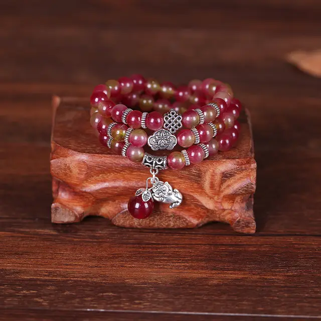 Natural Watermelon Crystal Bracelet 8Mm Women'S Style - Shop at LoveMi