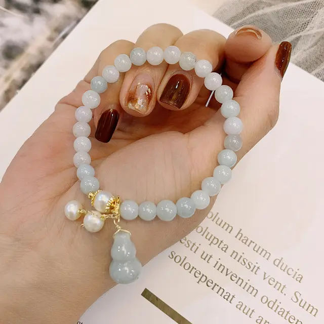 Natural Emerald Jade Ins Special interest Design Pearl Jade Gourd Bracelet Jade Bracelet - Shop at LoveMi