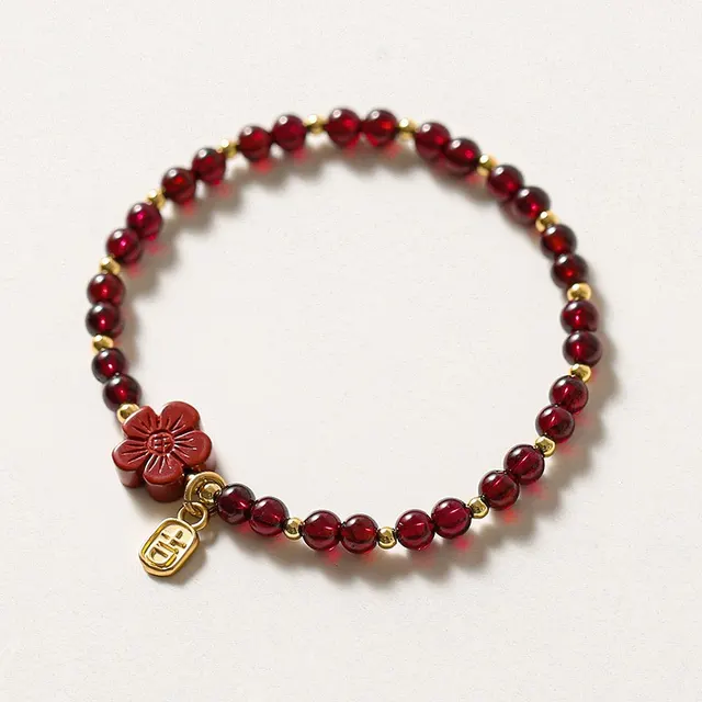 Personality Natural Freshwater Pearl Bracelet Little Red Flower Elastic Rope - Shop at LoveMi