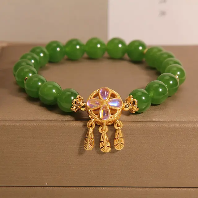 Green Jasper Bracelet Female Special interest Design Pendant Jasper Crystal - Shop at LoveMi