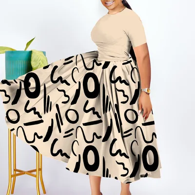 Fashionable Elegant Pleated Swing Ladies Dress Khaki - Shop at LoveMi