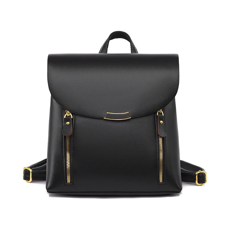 Fashionable All match Women's Soft Leather Large Capacity Travel Bag Black - Shop at LoveMi
