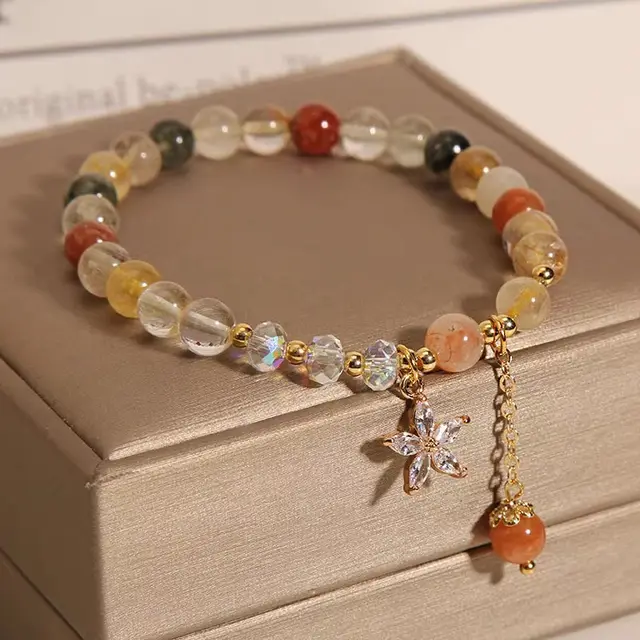 Single Circle Women Zircon Butterfly Strawberry Quartz Cat's Paw Colorful Hair Crystal Flowers - Shop at LoveMi