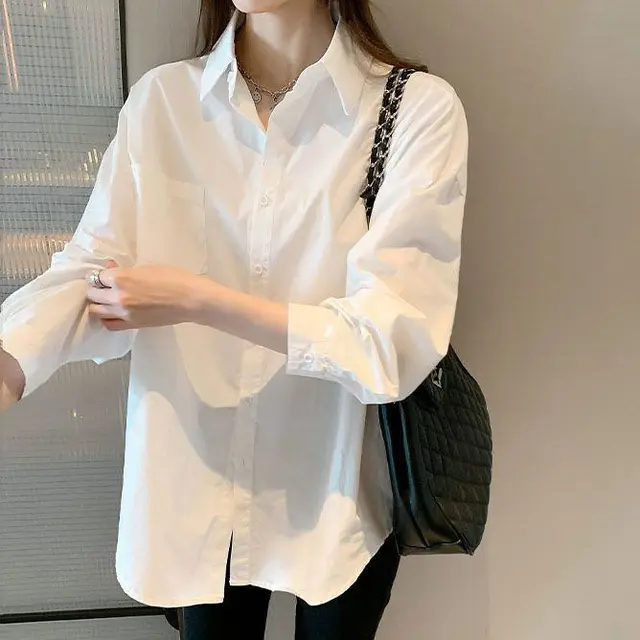 Women's Loose All match Casual Temperament Shirt Top White - Shop at LoveMi