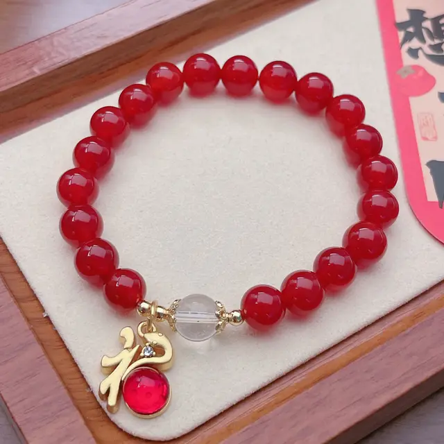 Natural Red Agate Women's Birth Year New Bracelet Fu Snake Style 2 - Shop at LoveMi