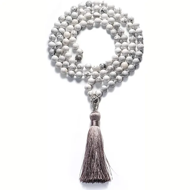 108 Beaded Bohemian Fenglan Agate Twin Bracelet White - Shop at LoveMi