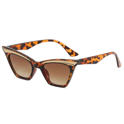 Cat's Eye Sun Women's Glasses All matching Leopard Print Frame Double Tea - Shop at LoveMi